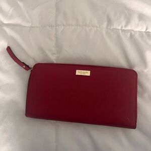 Kate Spade New York Red Zip Around Wallet Wristlet